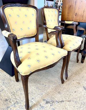 PAIR/Yellow Upholstered Accent Chairs
