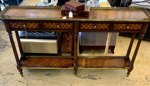 Theodore Alexander Regency Style Console Table with Brass & Mahogany Inlay