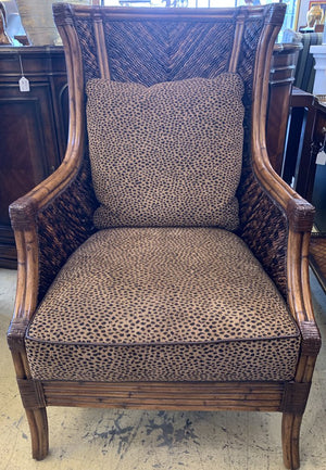 Woven Bamboo & Leopard Upholstery Chair