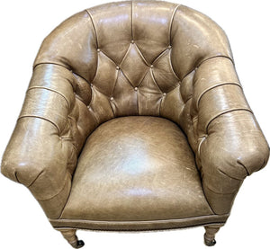 Brand New!! Lee Industries Leather Tufted Barrel Chair