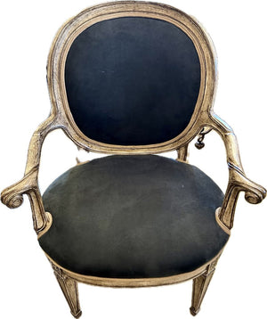 Silver & Black Louis XVI Style Chair