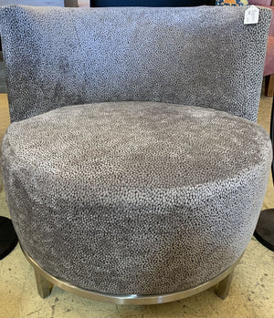 Gray Patterned Velvet Barrel Chair w/ Chrome Base